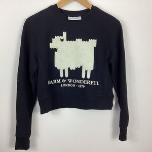Warm & Wonderful London Sheep Cropped Crewneck Sweatshirt Size XS